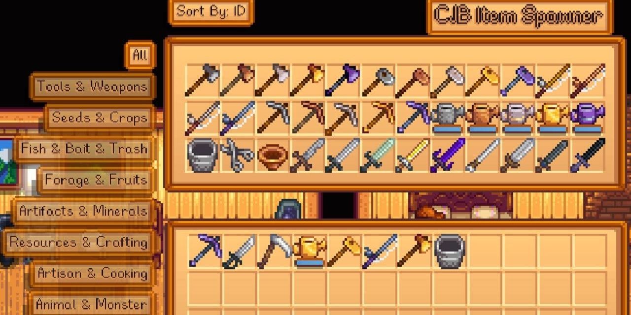 CJB Item Spawner mod for Stardew Valley