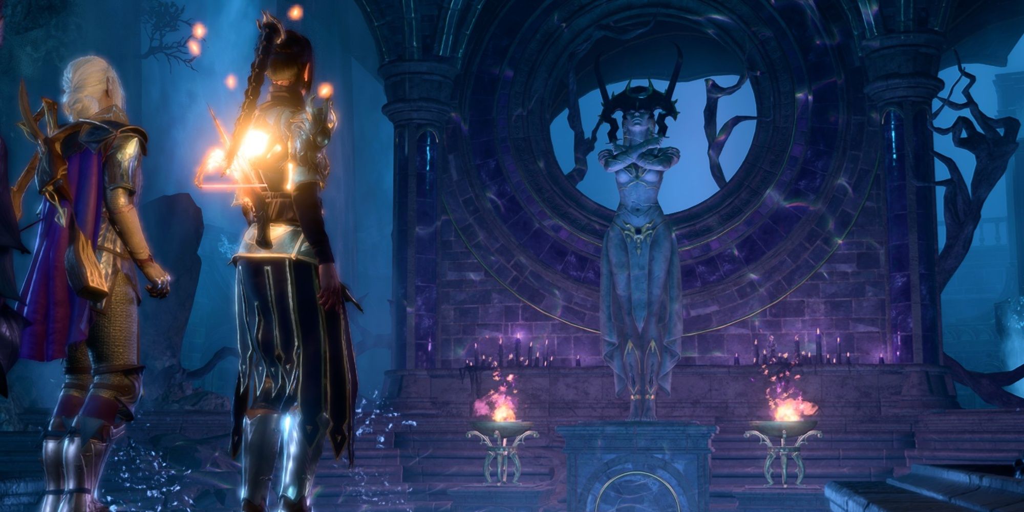 Shadhowheart and the Player reach the pool to enter the Shadowfell in Shar Gauntlet.