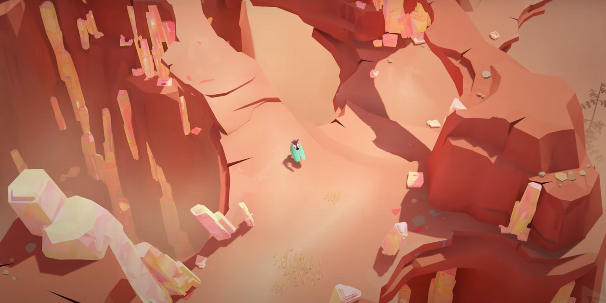 A winged bug creature exploring a desert in Cocoon.