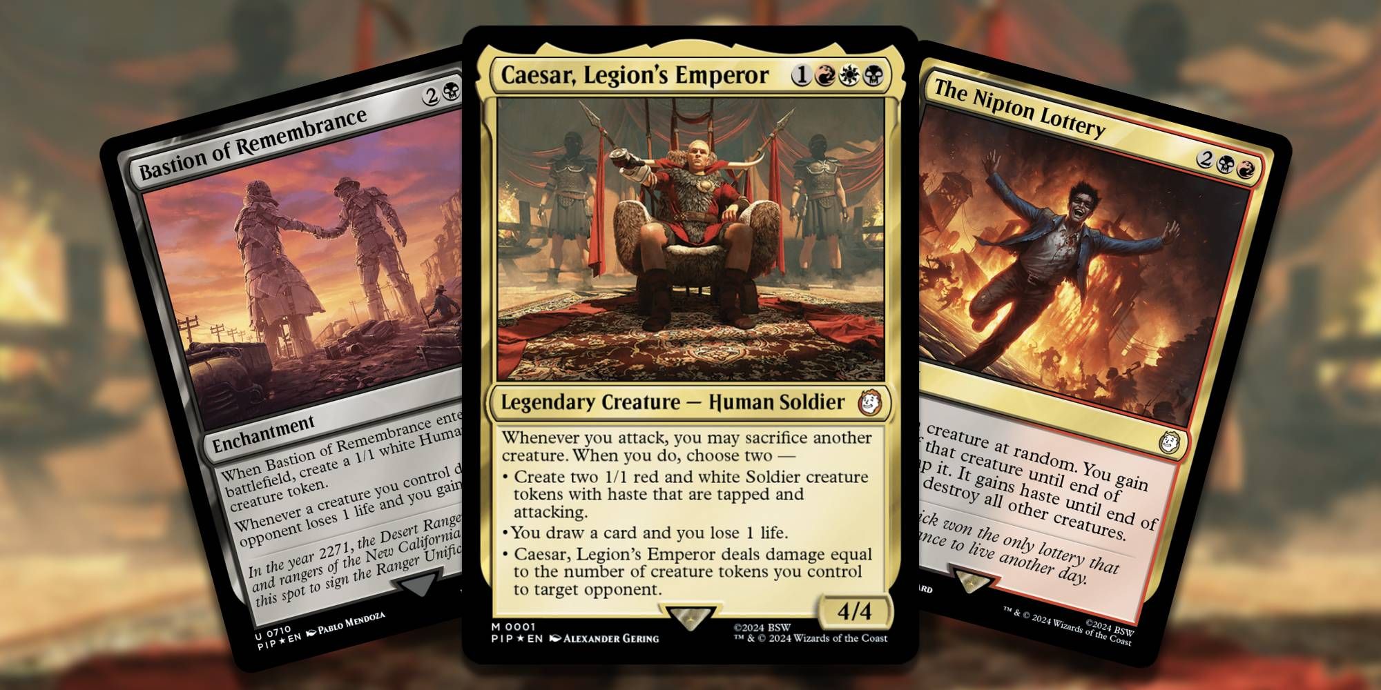 MTG Fallout Hail, Caesar Bastion of remembrance, Caesar Legions Emperor, The Nipton Lottery