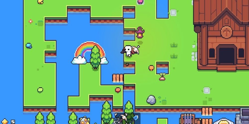 Forager screenshot of rainbow above water.