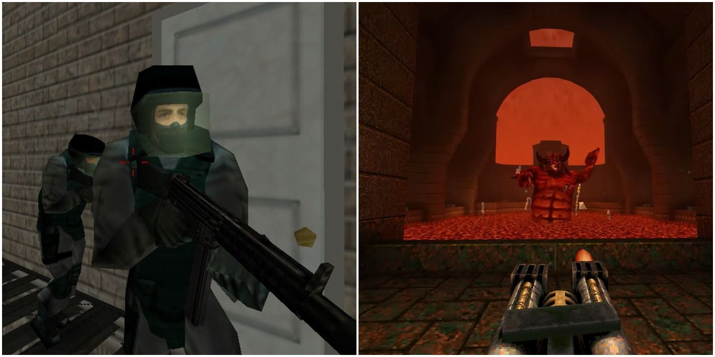 Screenshots from Rainbow Six and Quake