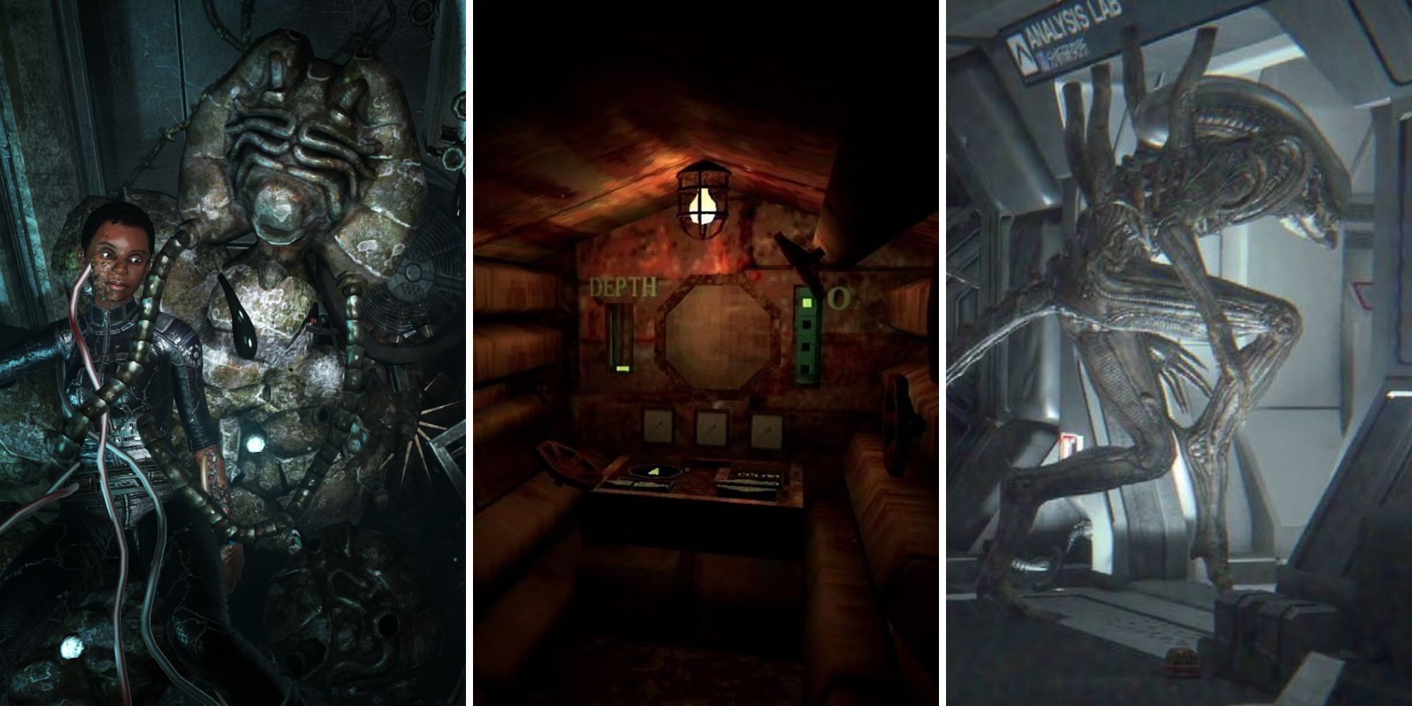 A grid showing the three horror games SOMA, Iron Lung, and Alien: Isolation