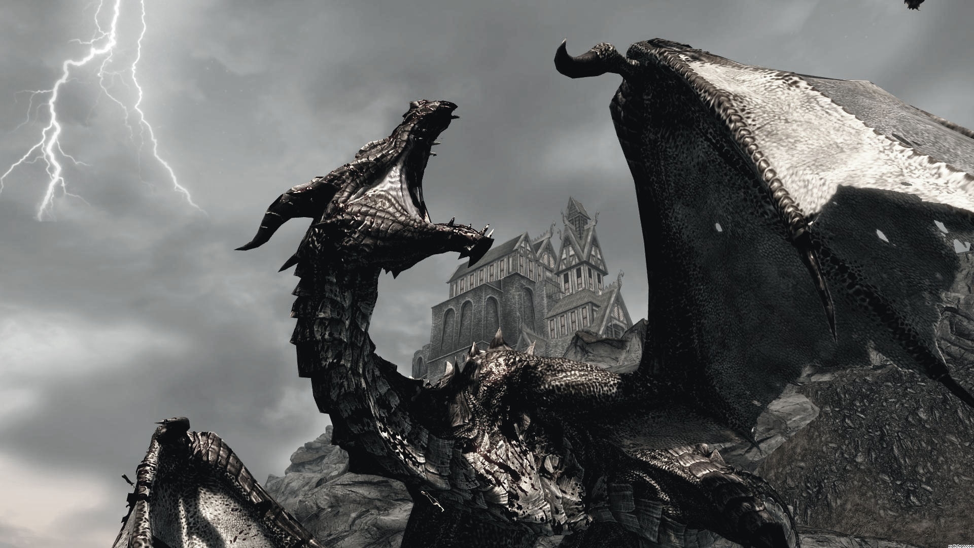 Skyrim screenshot of a dragon