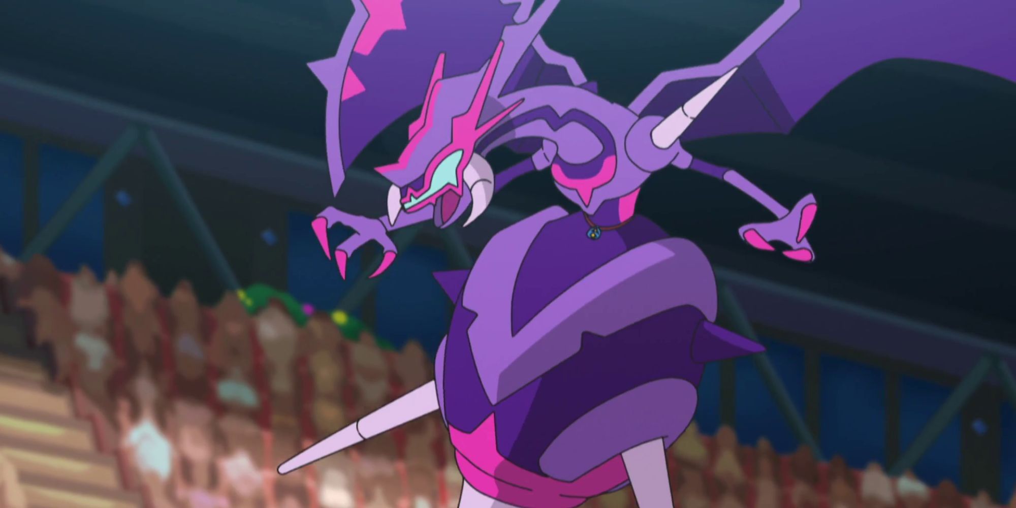 Naganadel in a battle in the Pokemon Anime.