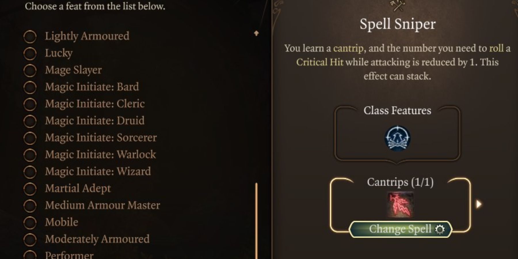 Spell Sniper in Baldur's Gate 3