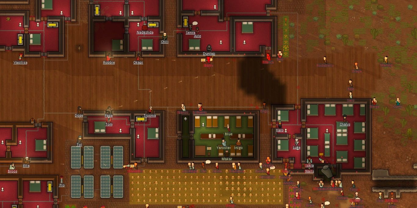 pawns fighting on wood floor in Rimworld