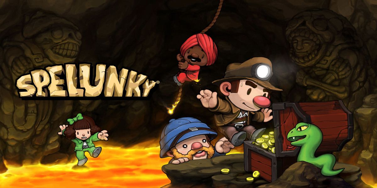 Spelunky title art with key characters