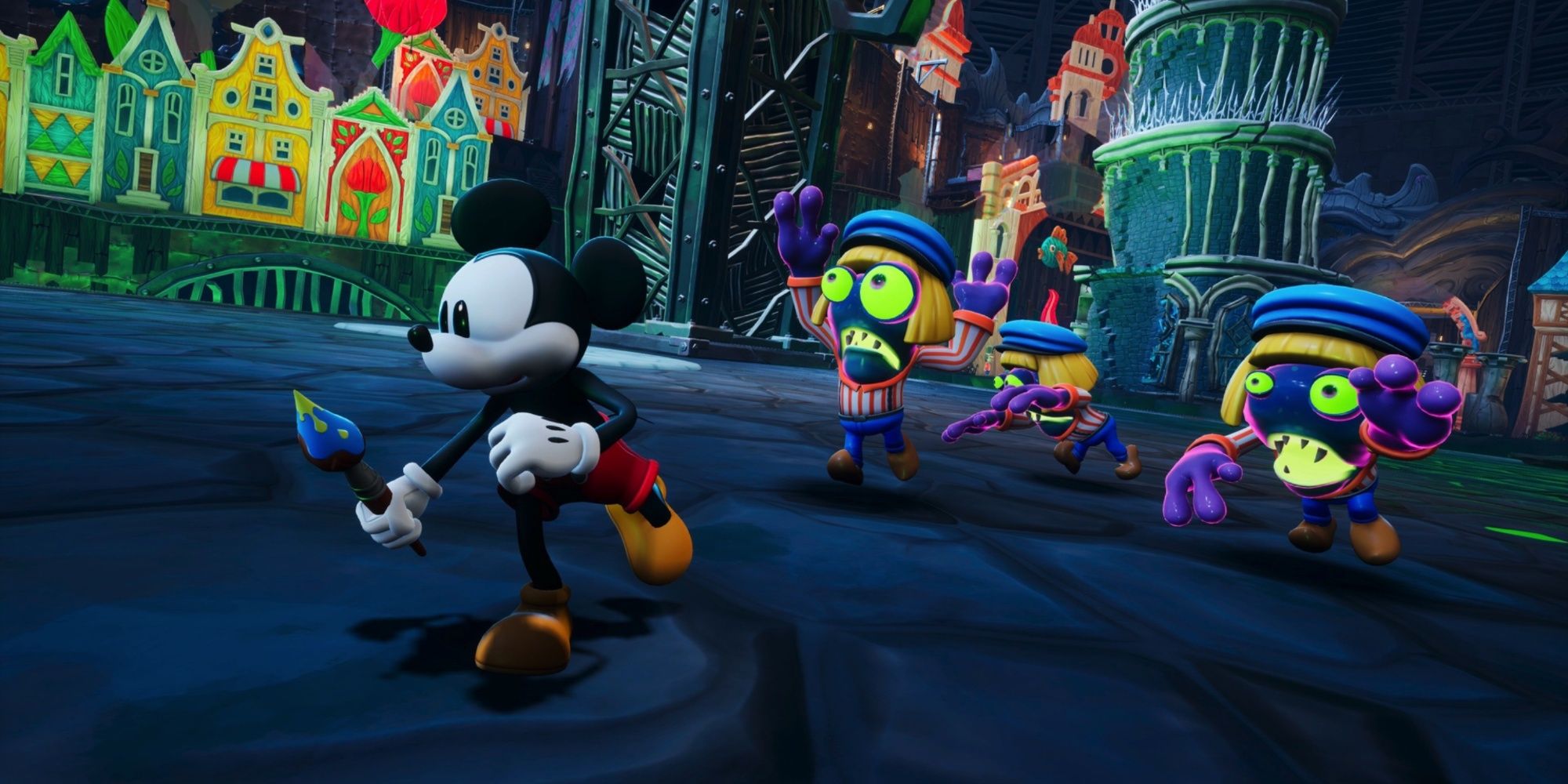 Epic Mickey Rebrushed, Mickey runs from Spatters in the Small World ride