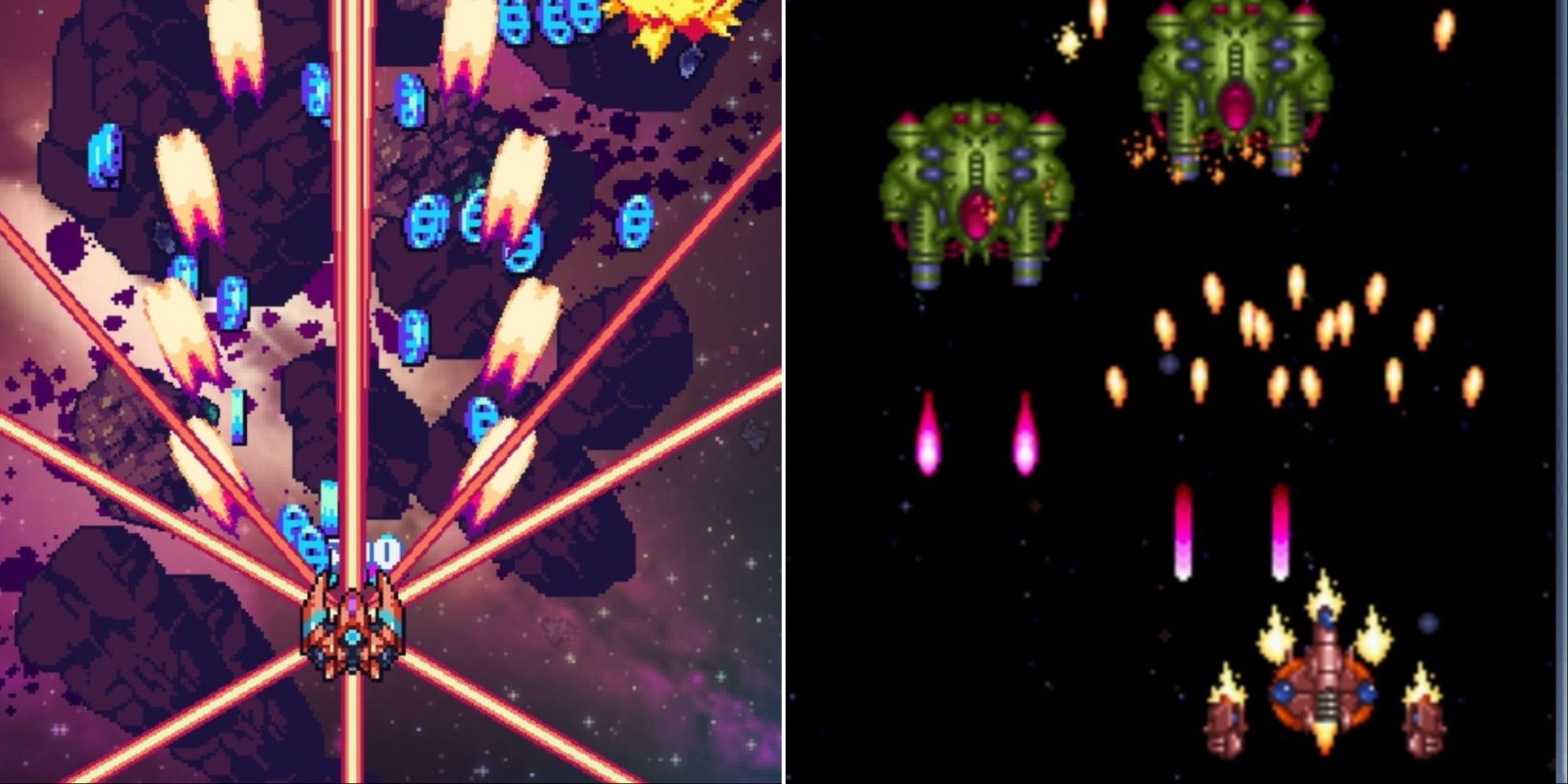 Split image of Super Galaxy Squadron EX Turbo and Zero Wing