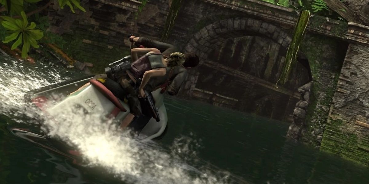 drake and elena on a speedboat in uncharted 1