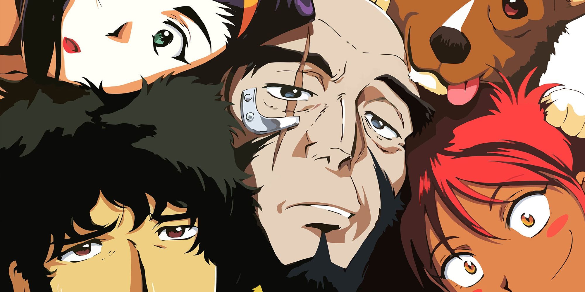 The Main Cast Of Cowboy Bebop All Squished Into The Frame.