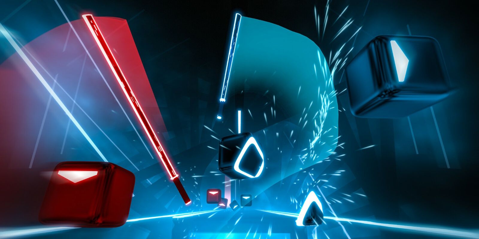 Beat Saber slicing blue block