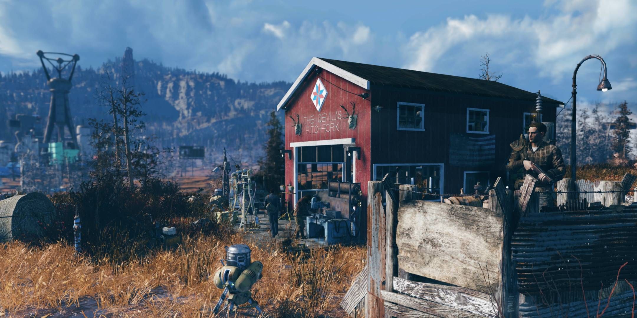 Fallout 76 screenshot from Bethesda of a player base camp