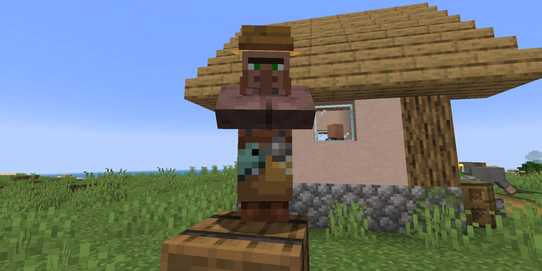 Minecraft Fisherman Next To Barrel