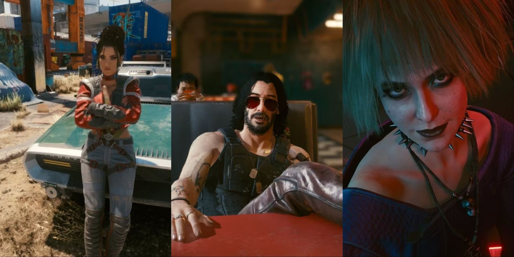 Cyberpunk 2077 Best Quotes Featured Split Image Panam, Johnny, and Misty