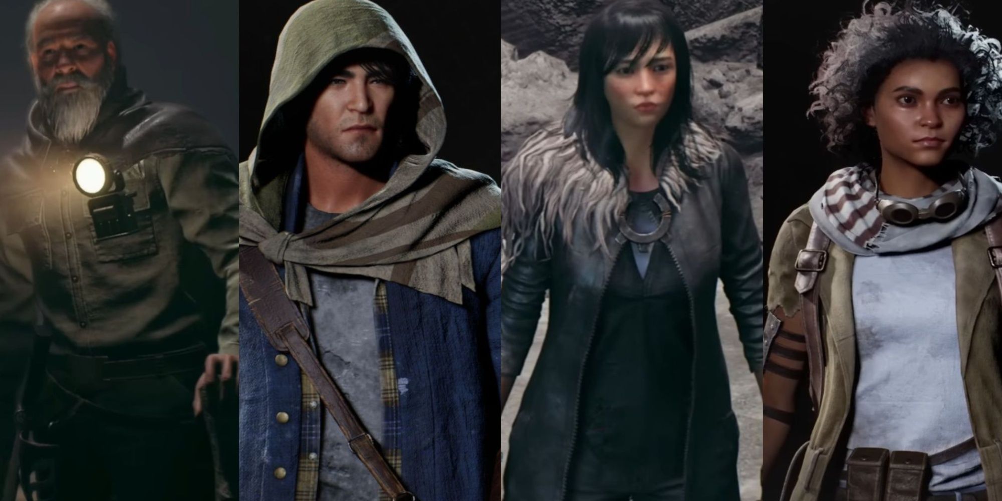 A four-image collage of Ward 13's Founder Ford, Wallace, Clementine, and Cass as they appear in-game.