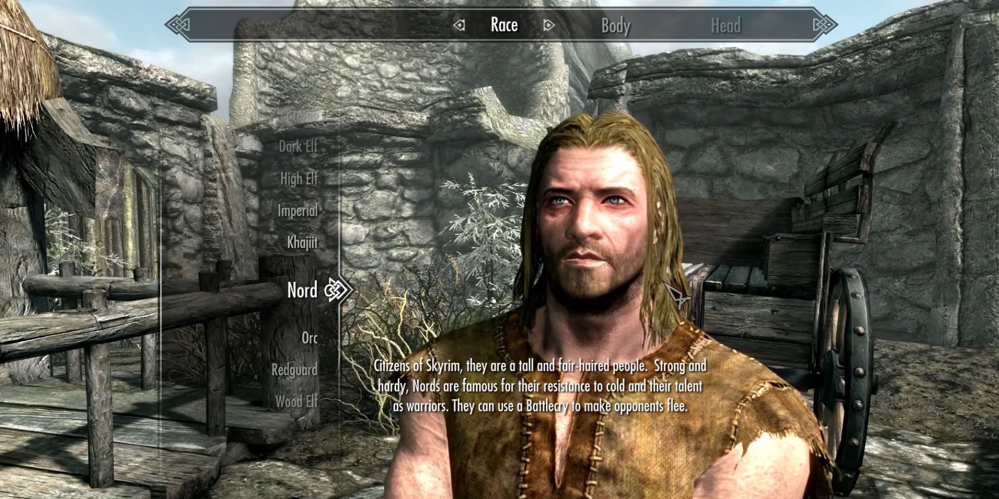 Skyrim Screenshot Of Character Creator.