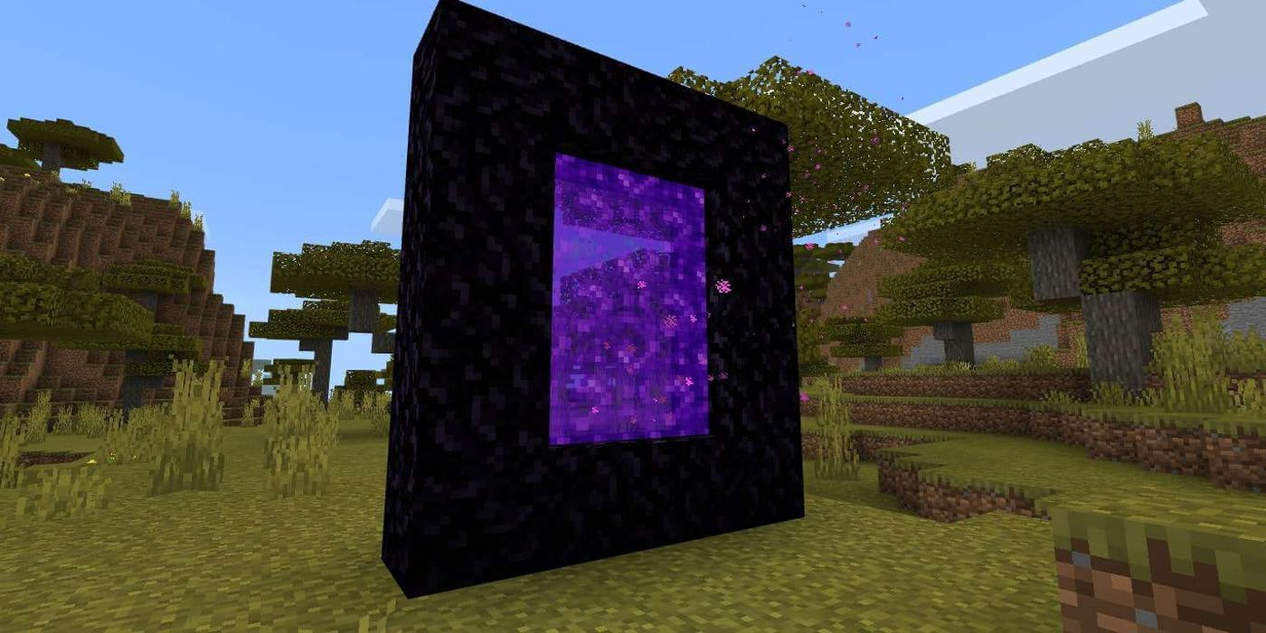 A Nether portal in Minecraft.