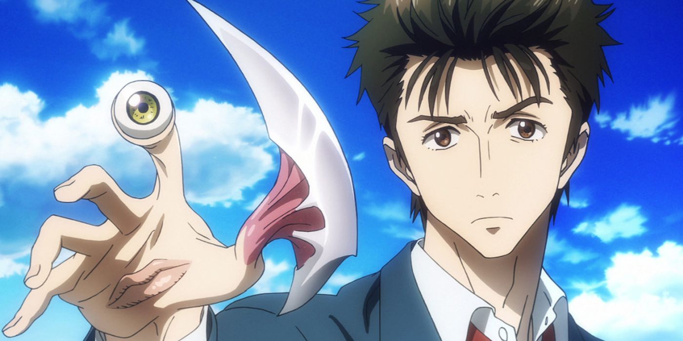 Parasyte: The Maxim Shinichi Izumi holding Migi forward.