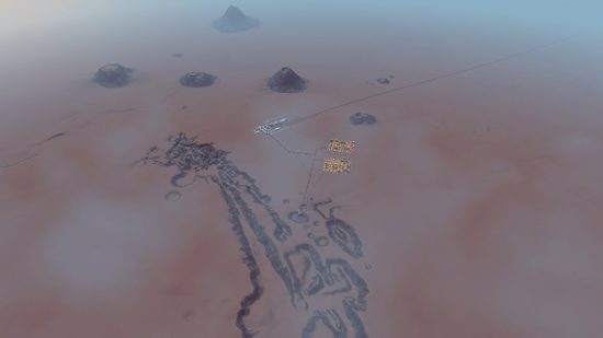 Cities Skylines mods: a settlement on mars, overhead view.