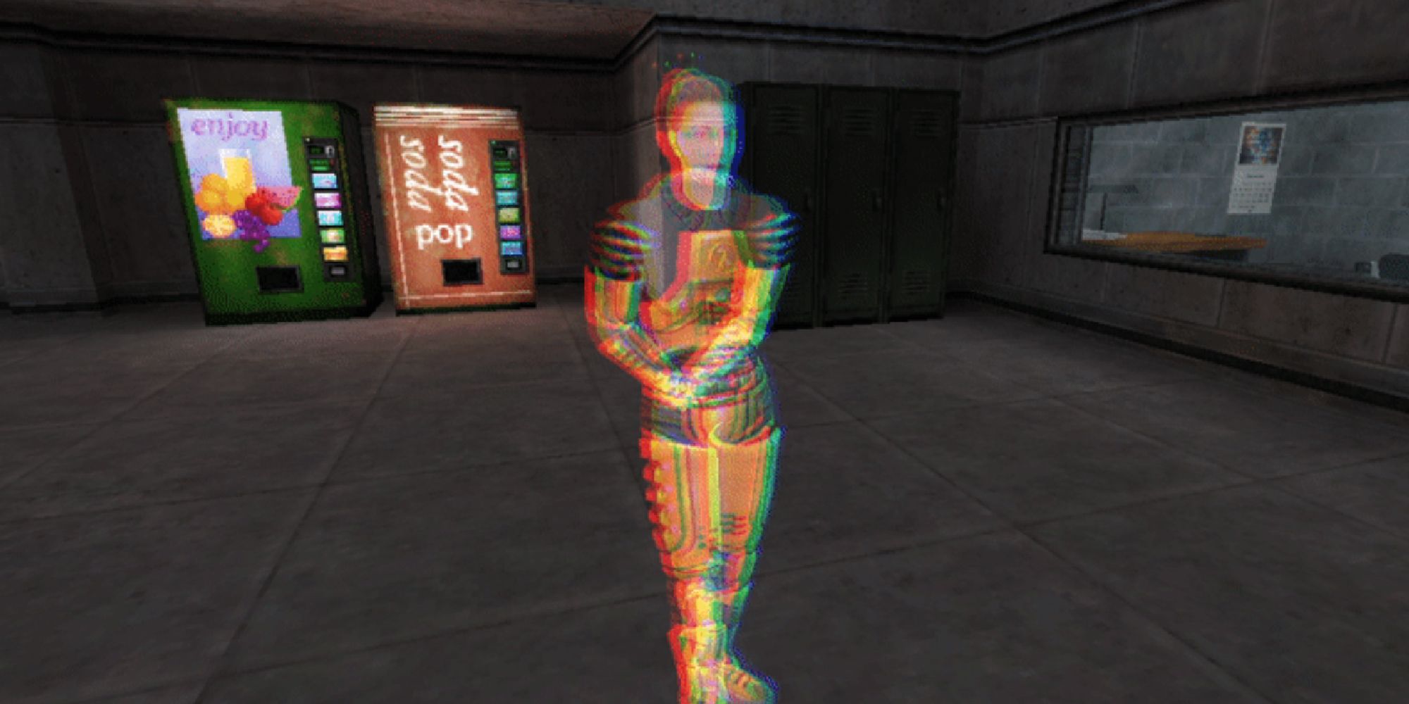 Half-Life Decay hologram standing in a room.