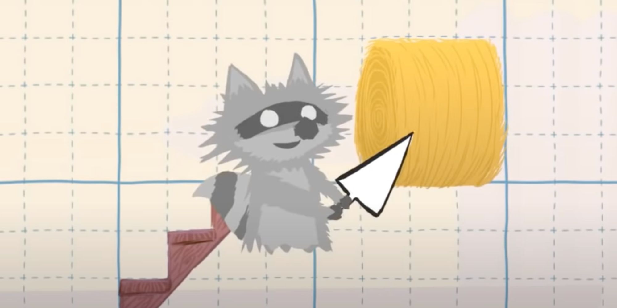 The Raccoon from Ultimate Chicken Horse holding hay.