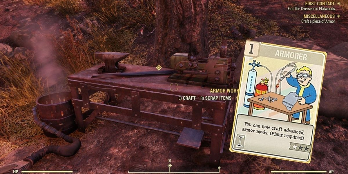 Fallout 76 armor workbench and armorer perk card