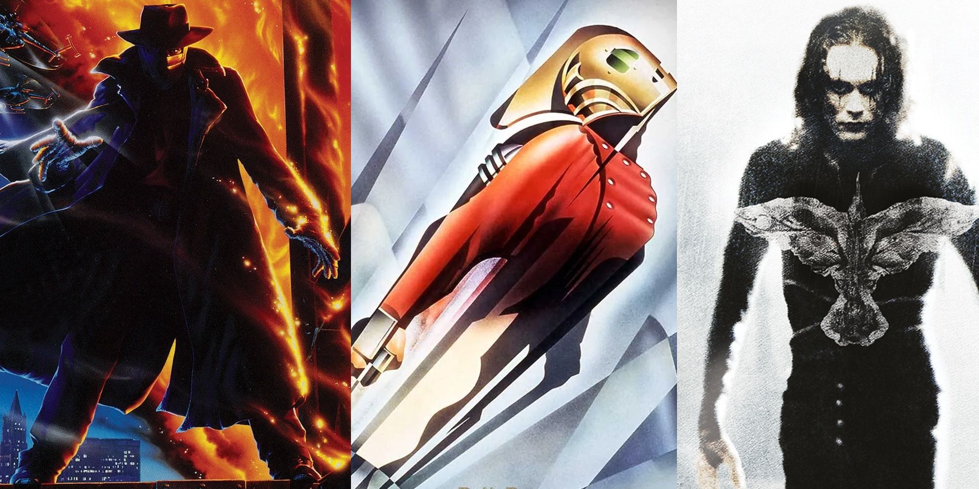 Split Image of Darkman, The Crow, and The Rocketeer