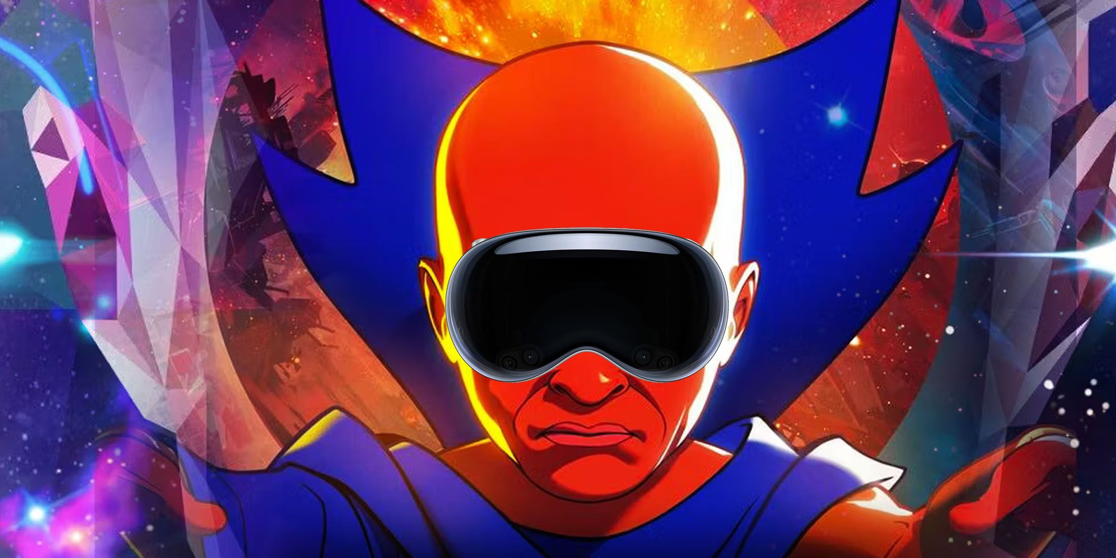 An image of Uatu the Watcher from Marvel's What If? with a VR headset placed in front of his eyes.