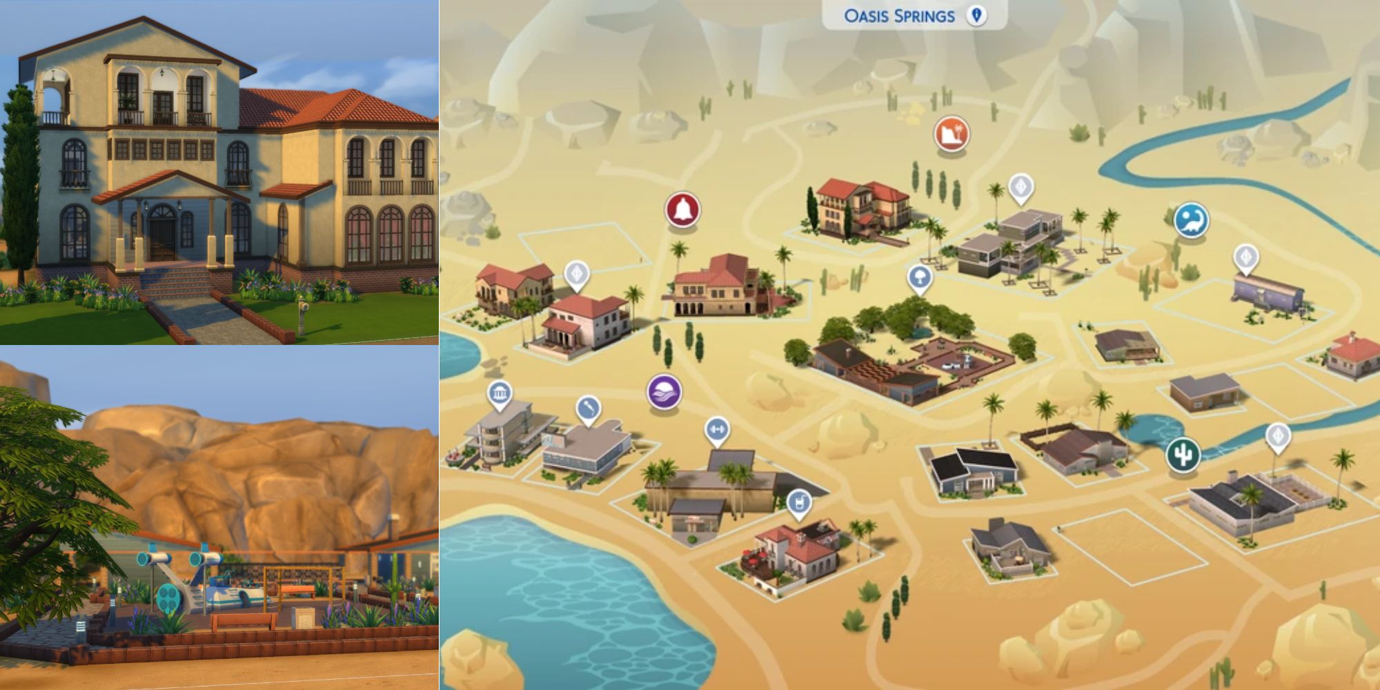 Oasis Springs is a great world for builders to experiment with Spanish style mansions and even trailer park builds.