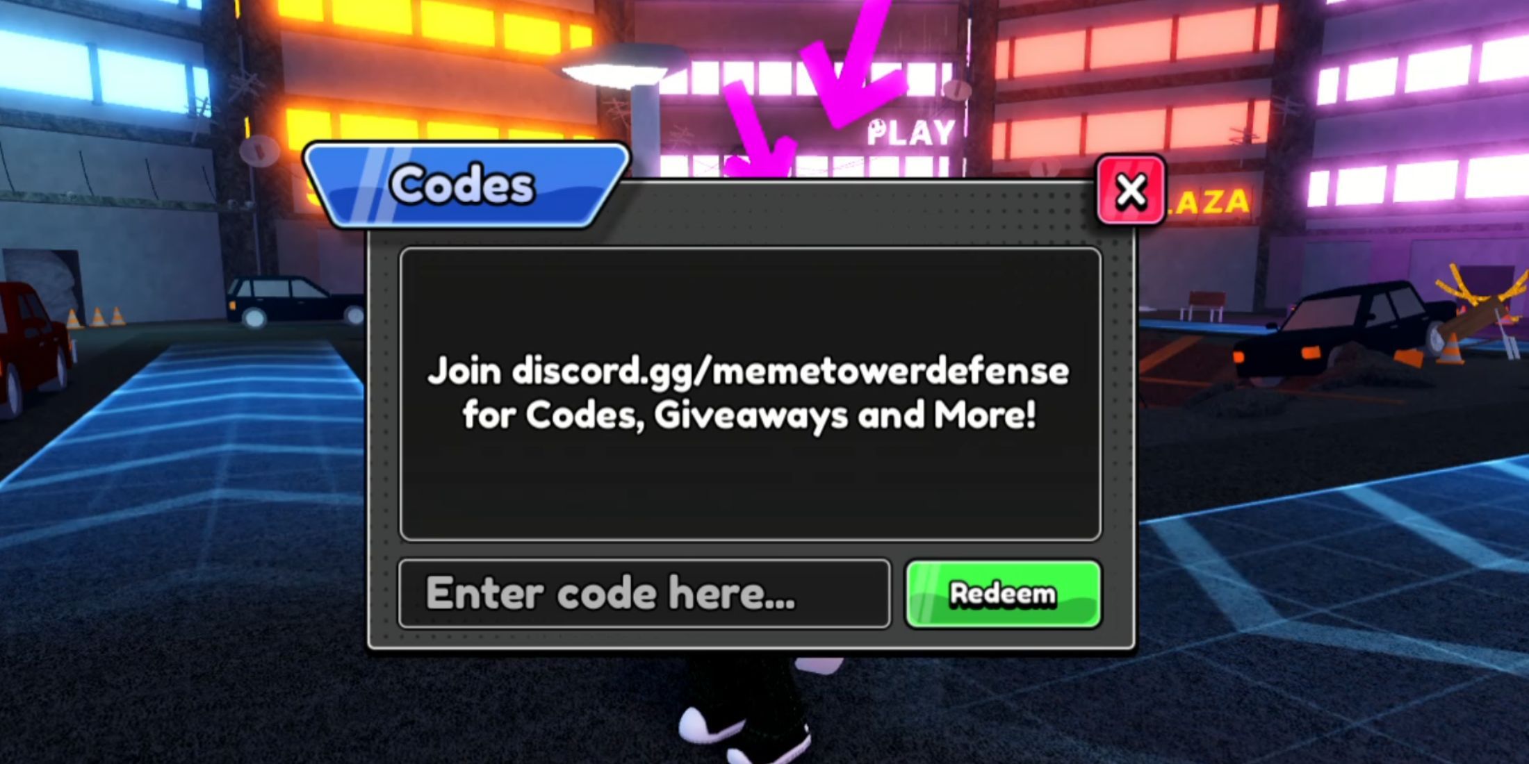 Meme Tower Defense the codes tab