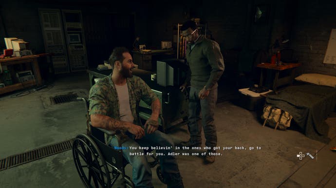 Call of Duty: Black Ops 2 screenshot showing a conversation between Woods and Marshall at your base