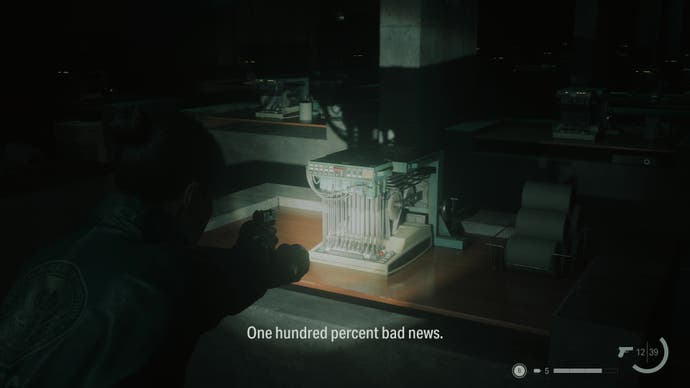 An ominous automated typewriting machine from Alan Wake 2's The Lake House DLC.