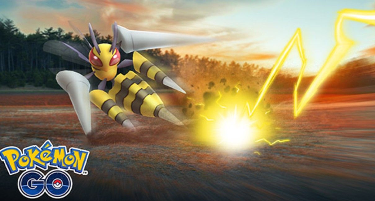 Image of Mega Beedrill using an Electric-type attack.