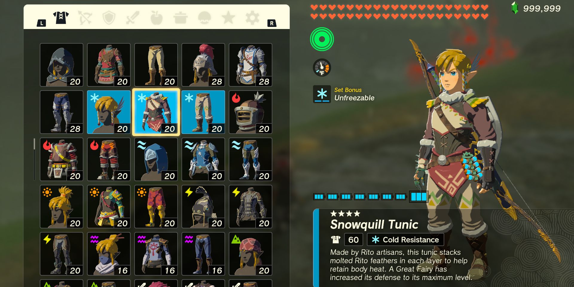 The Snowquill Armor Set in The Legend of Zelda: Tears of the Kingdom