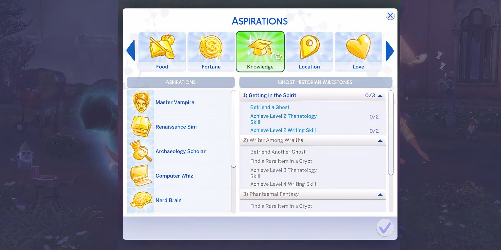 The Sims 4 Life and Death Ghost Historian Aspiration