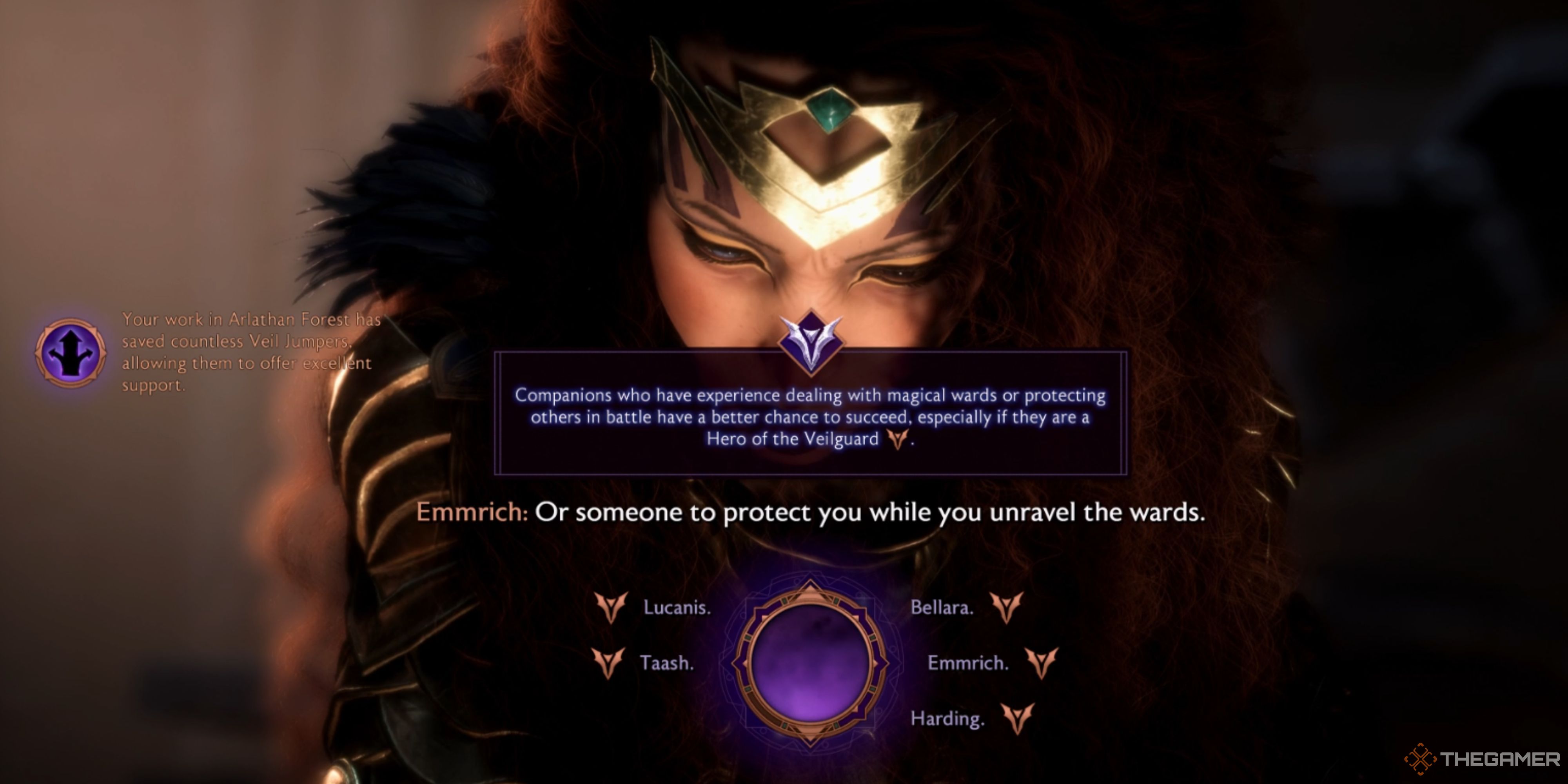 Choosing a companion to aid the Veil Jumpers in Dragon Age The Veilguard