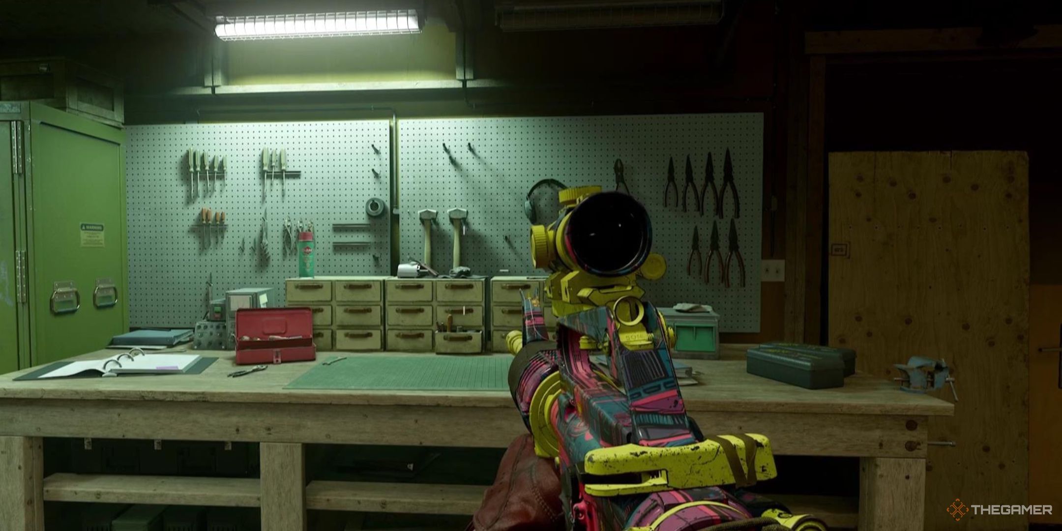 A player stands in the firing range looking at the tool table with an XM4 in Call of Duty: Black Ops 6.