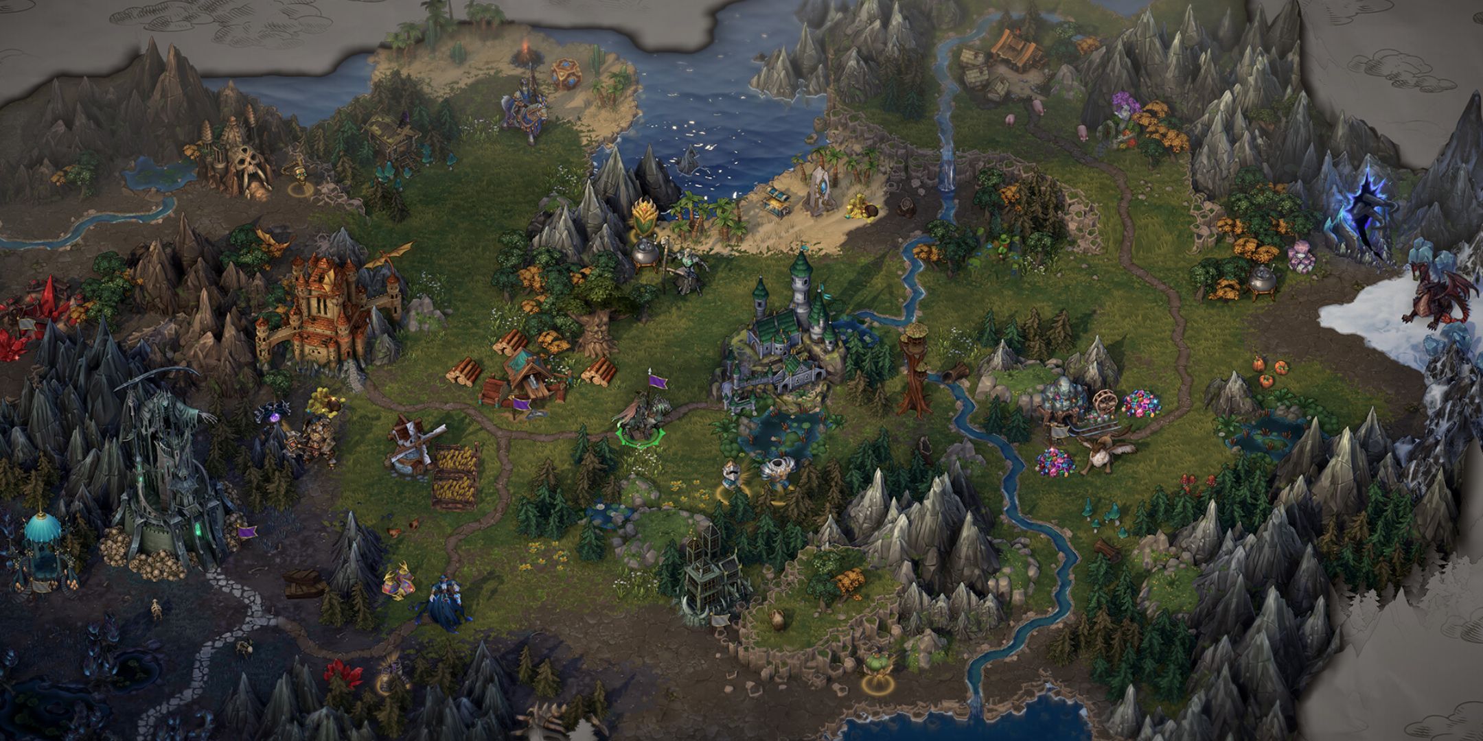 an early map screenshot from an in-progress build of Heroes of Might and Magic: Olden Era.