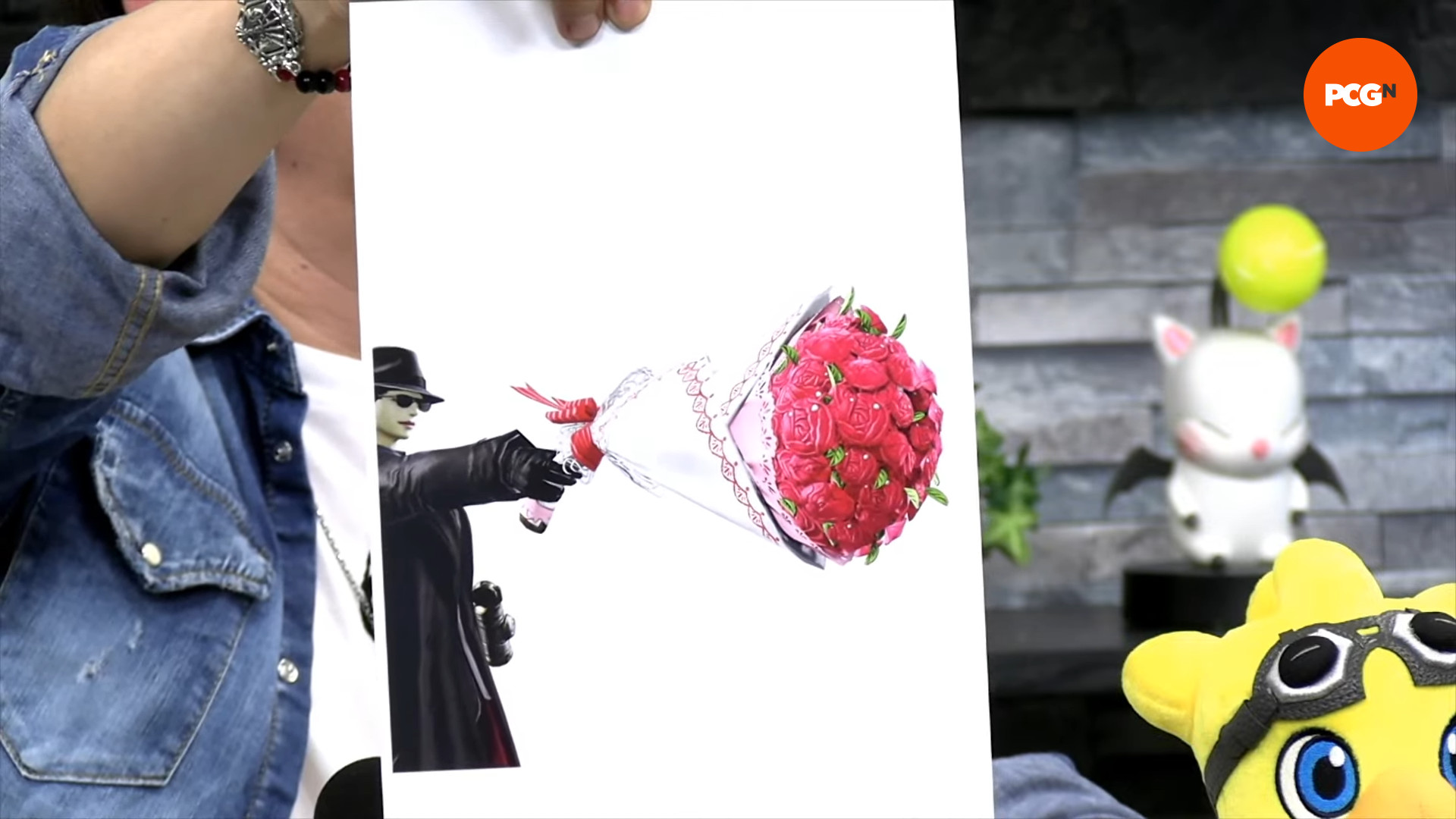 FF14 patch 7.1 Crossroads - A Machinist using the new weapon, a gun hidden inside a bunch of pink roses.