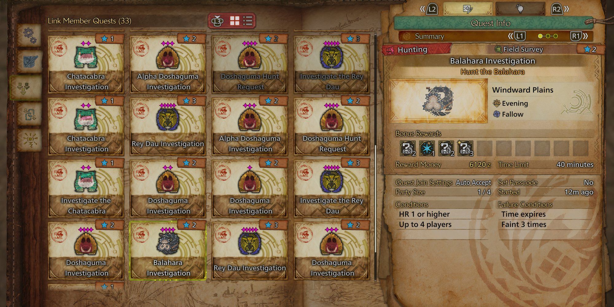 The multiplayer request board in Monster Hunter Wilds