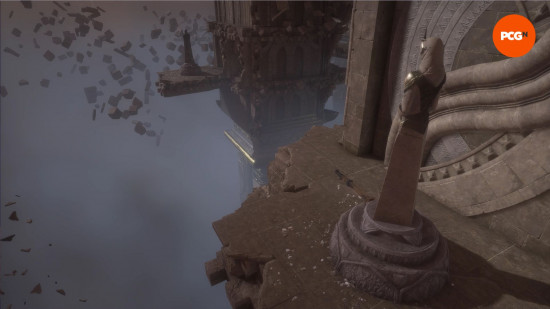 Dragon Age Veilguard Lighthouse puzzle: two statues facing each other across a chasm.