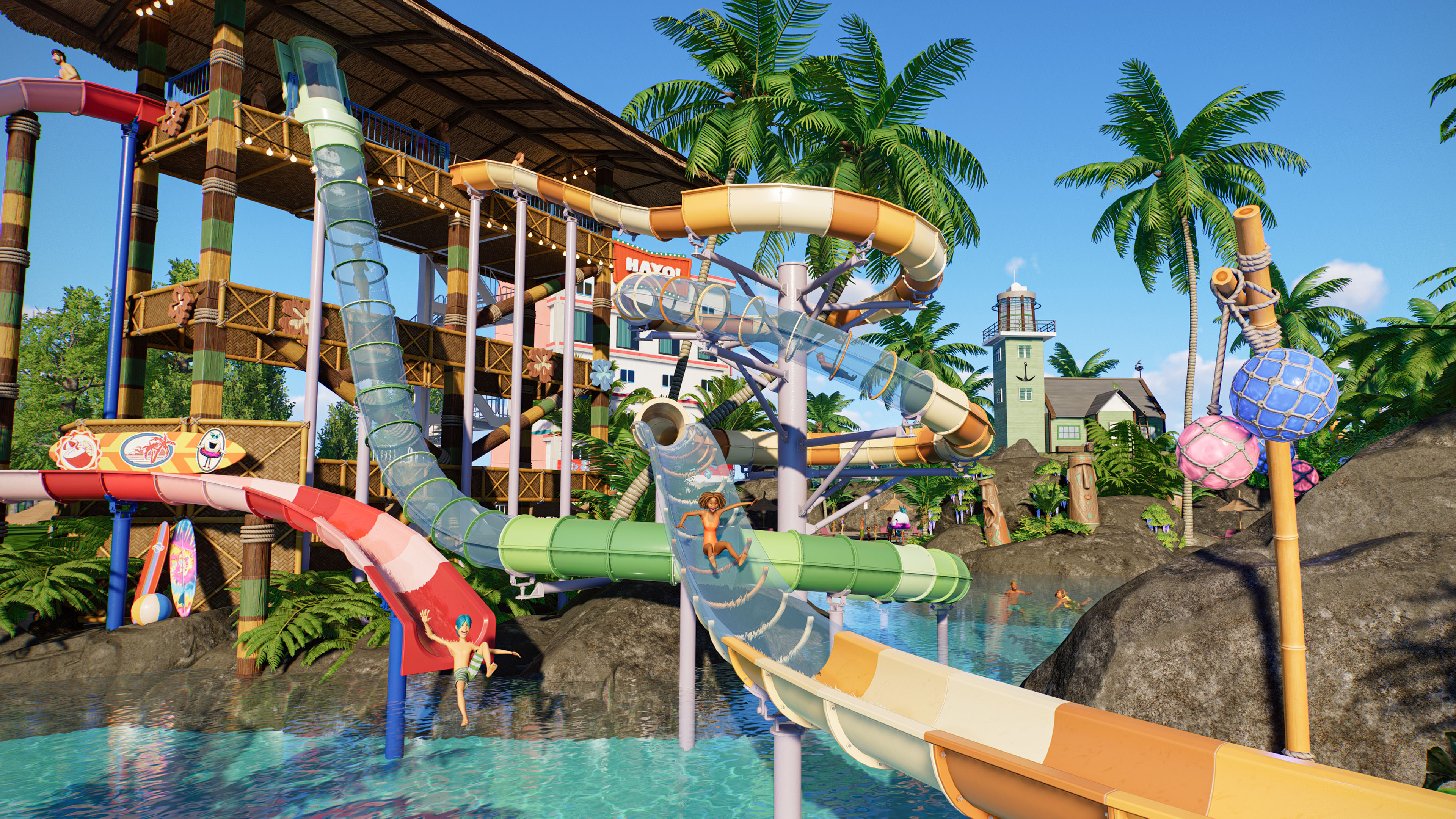 Water flumes in Planet Coaster 2