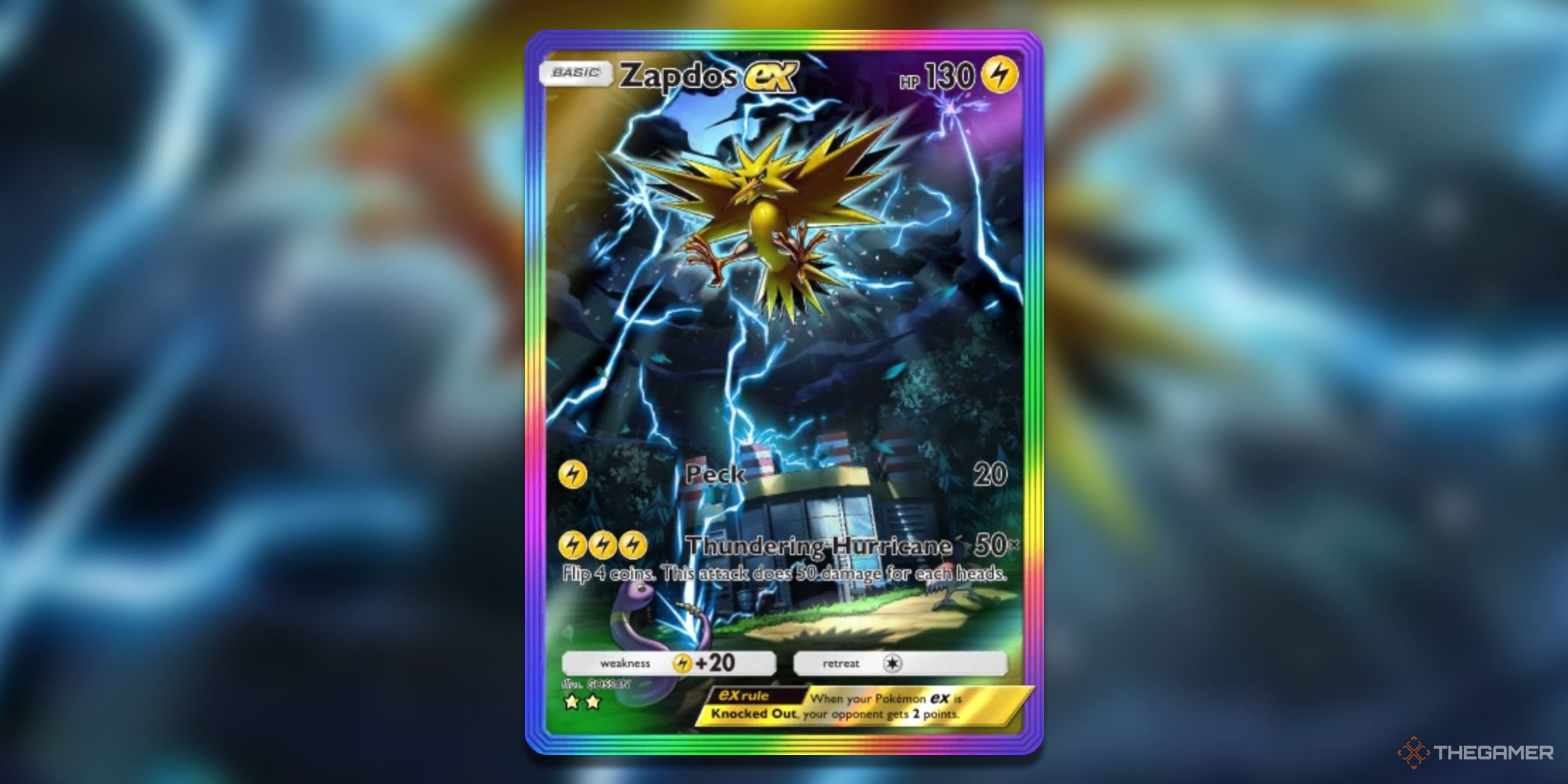 Rainbow Border Zapdos ex Pokemon TCG Pocket Card Art.