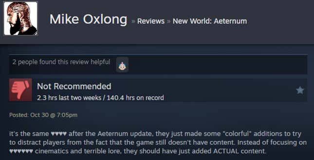 Image for article titled New World: Aeternum, As Told By Steam Reviews