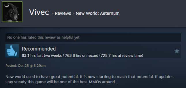 Image for article titled New World: Aeternum, As Told By Steam Reviews