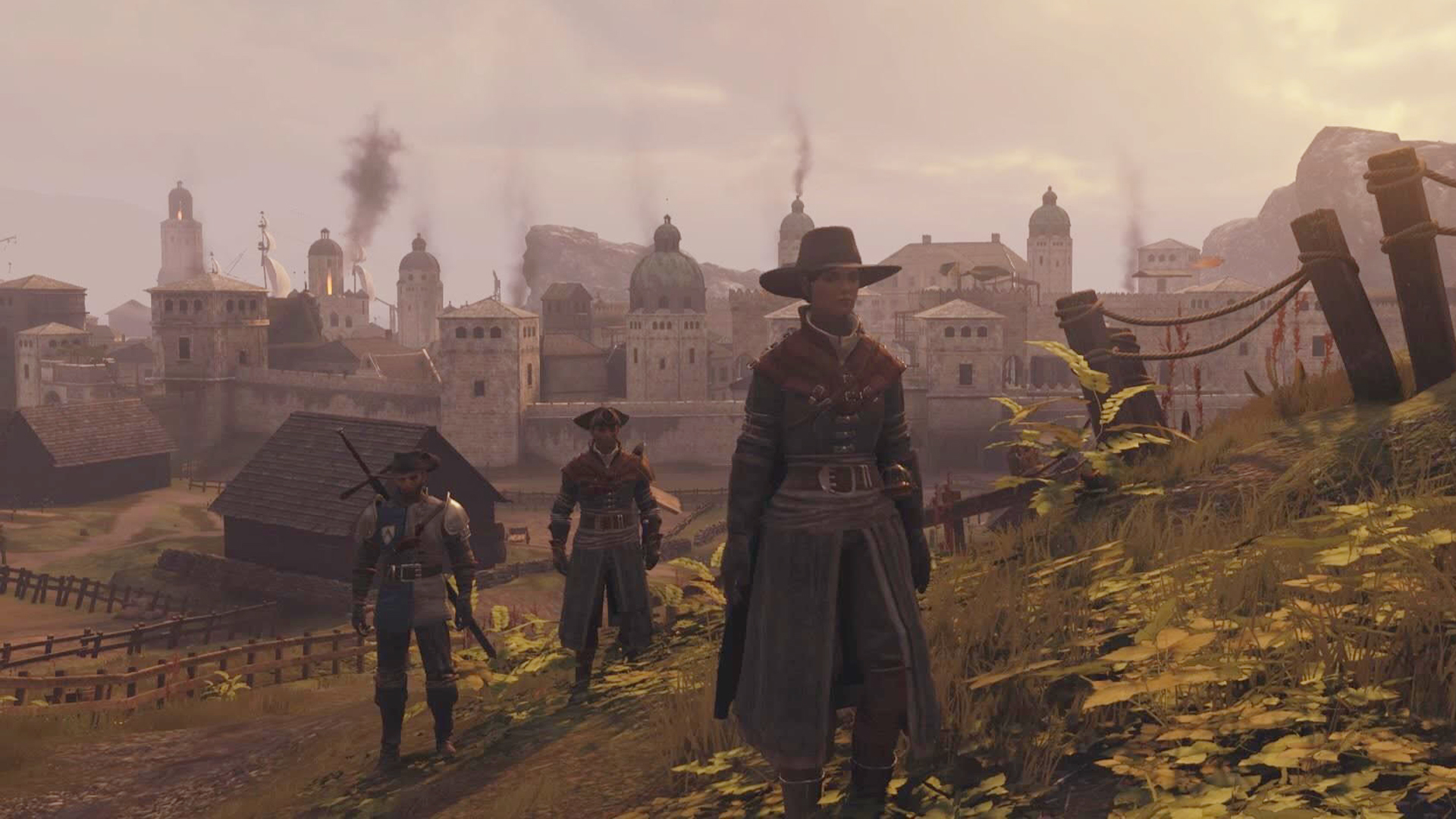 Greedfall screenshot showing the party out in the world