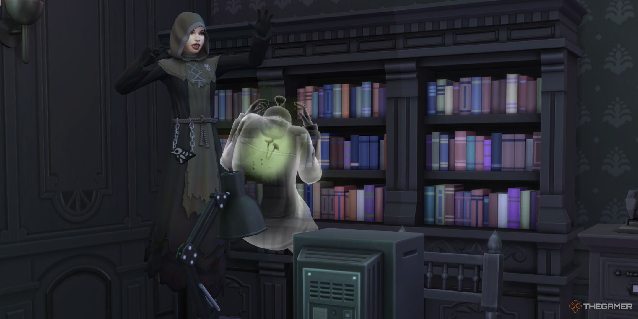 The Sims 4 life and death sim expelling a mischievious ghost-1