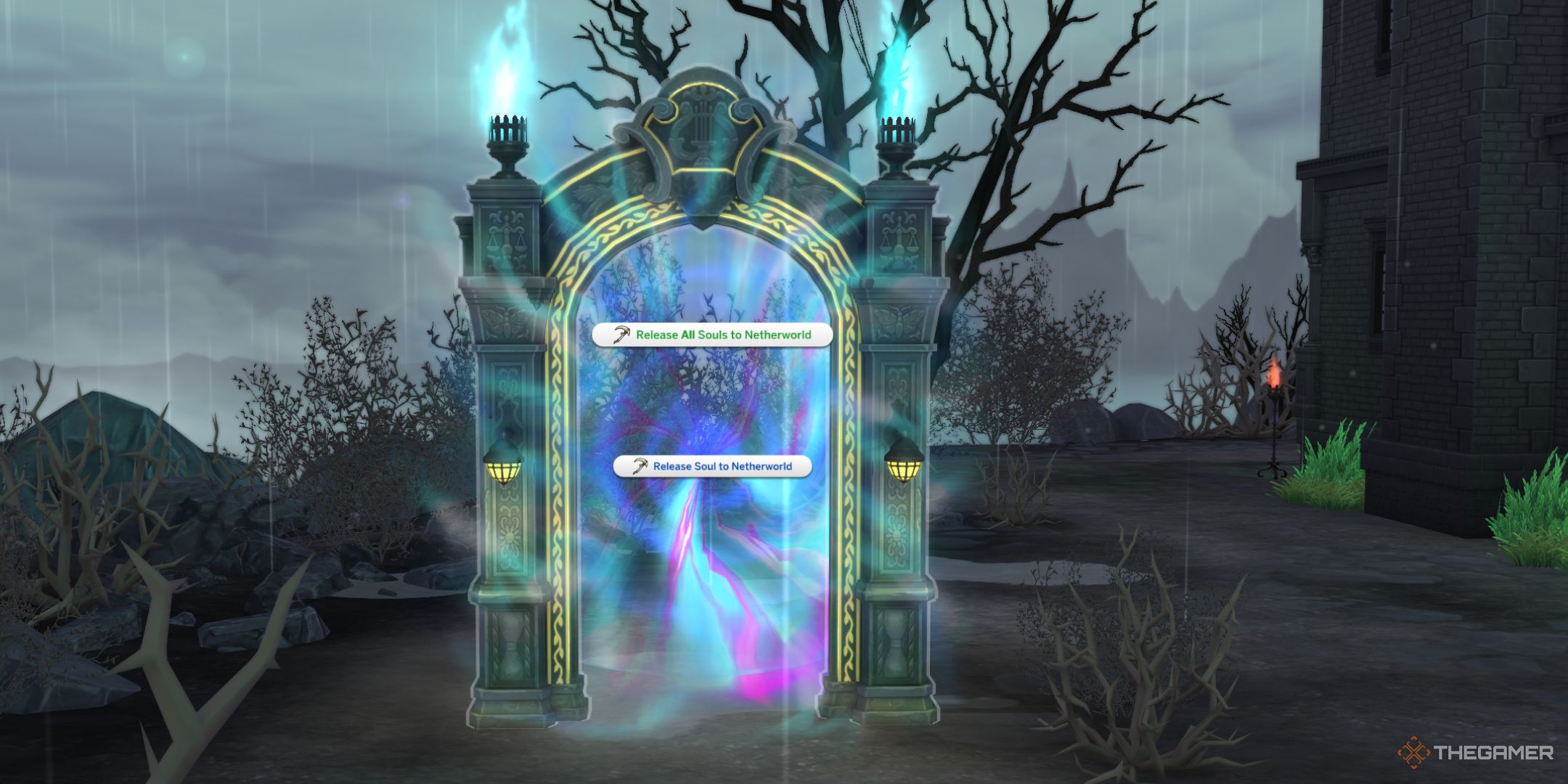 The sims 4 life and death portal to release souls into with options on menu.-1